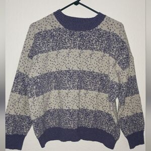 Forever 21 Blue and Cream Cowl Neck Sweater